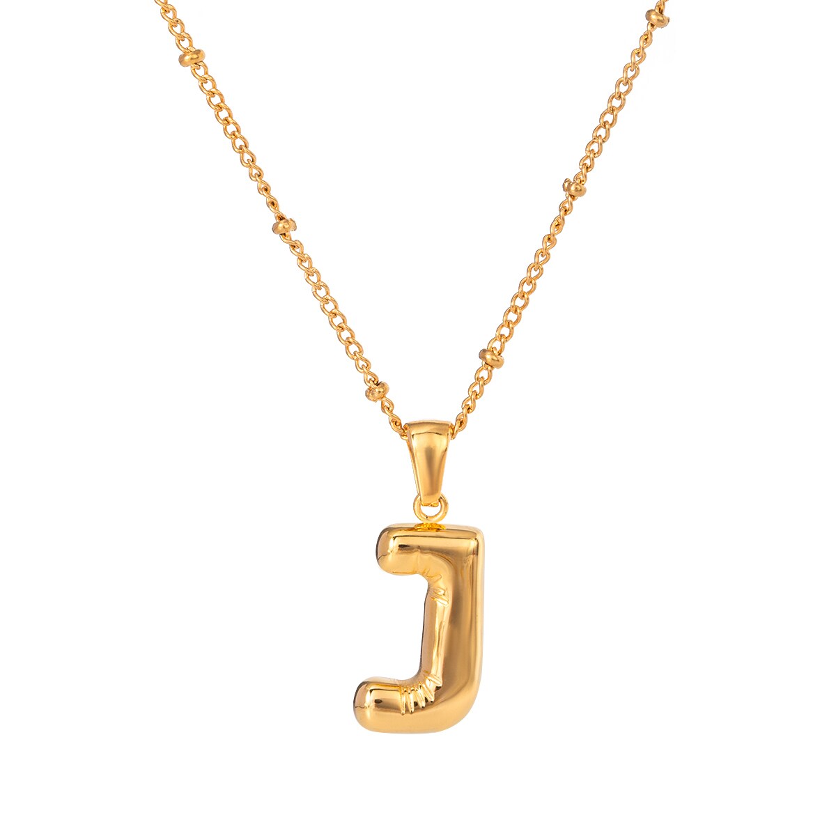 Gold color / 1 Piece Simple Casual Style Letter J Shape Stainless Steel 18K Gold Plated Women's Pendant Necklace Picture23